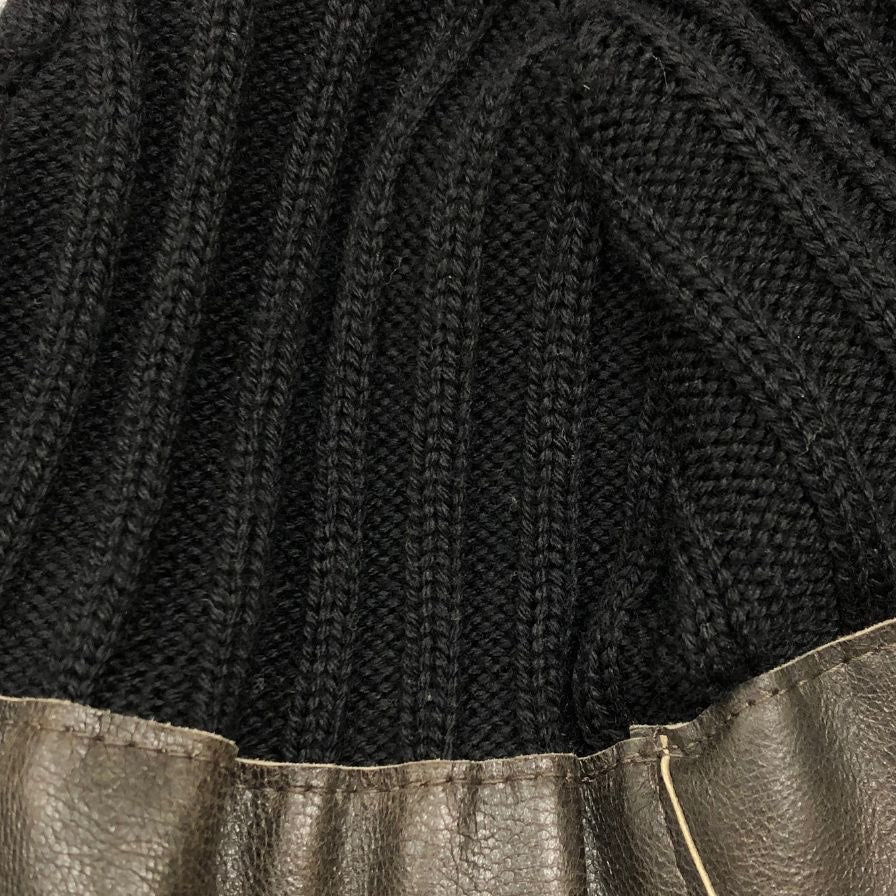 エンポリオアルマーニ ニット帽 レザー切替 ブラック サイズ59 EMPORIO ARMANI
