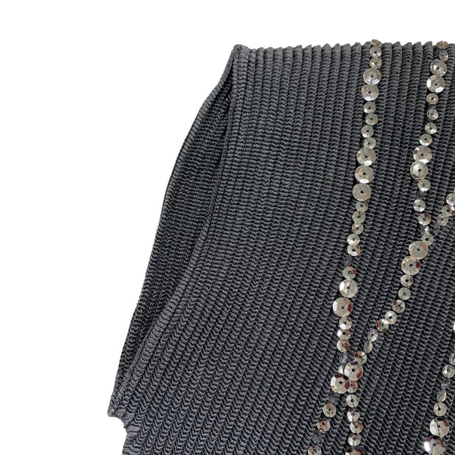 極美品◆スペッチオ ノースリーブ トップス No.411-160-78 プリーツ スパンコール付 グレー レディース サイズ40 SPECCHIO 【AFB21】