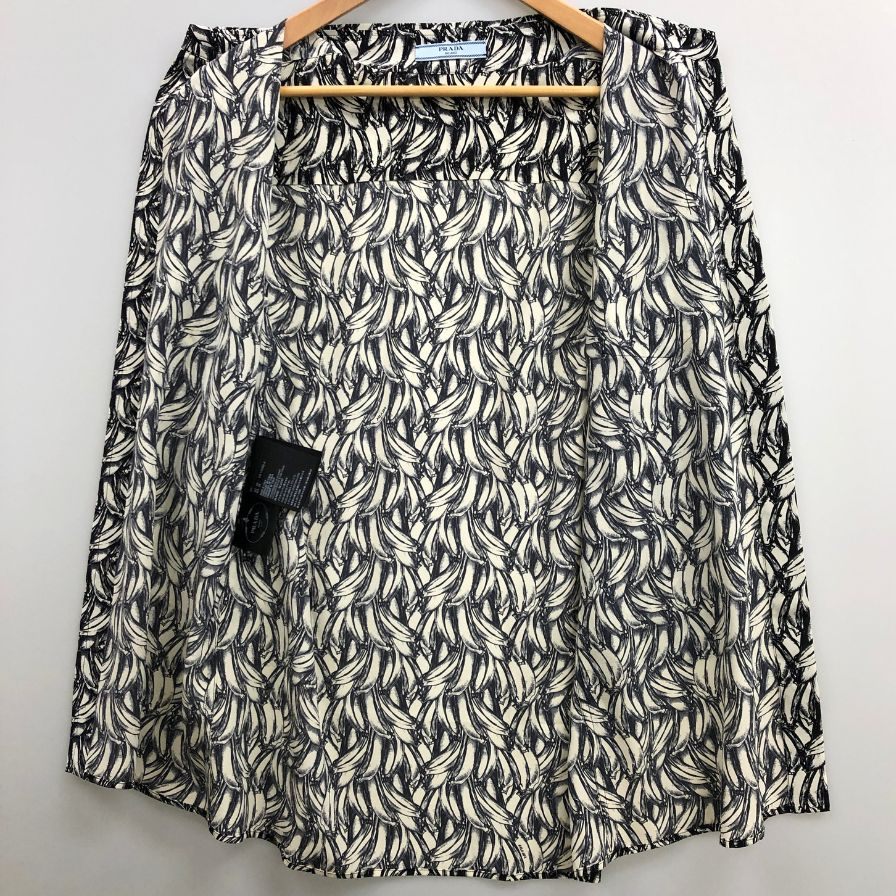 極美品◆プラダ 18SS 七分丈シャツ 総柄 シルク サイズ40 レディース PRADA 【AFB6】