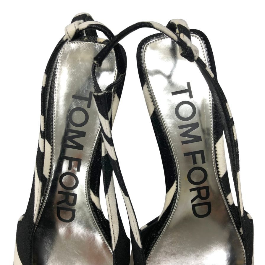 トムフォード パンプス サンダル ビジューあしらい レディース サイズ36.5 ブラック×ホワイト TOM FORD 約23.0cm【AFC33】
