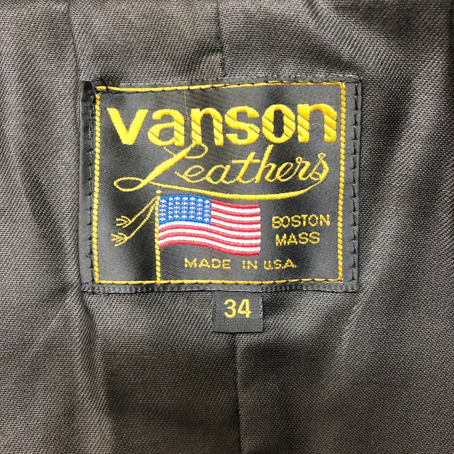美品◆バンソン チームジャケット パッチ付 レザー MADE IN USA メンズ サイズ34 ブルー×ホワイト vanson 【AFF22】