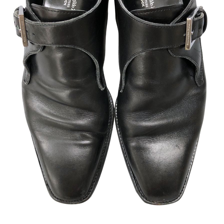エルメネジルドゼニア レザーシューズ シングルモンク ブラック サイズ UK9EE Ermenegildo Zegna 約27.5cm【AFC30】