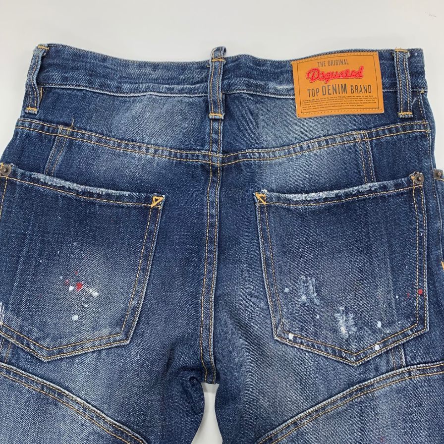 ディースクエアード デニムパンツ クラシック ケニー ツイスト ジーンズ ペイント ダメージ 加工 17AW インディゴ メンズ サイズ46 DSQUARED2 【AFB9】