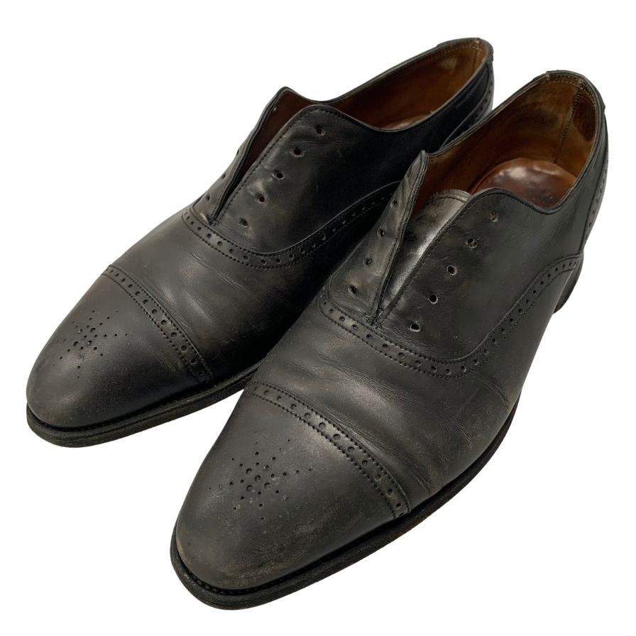 ジョンロブ レザーシューズ SEYMOUR パンチドキャップ メンズ ブラック サイズ8 JOHN LOBB 約26.5cm【AFC41】