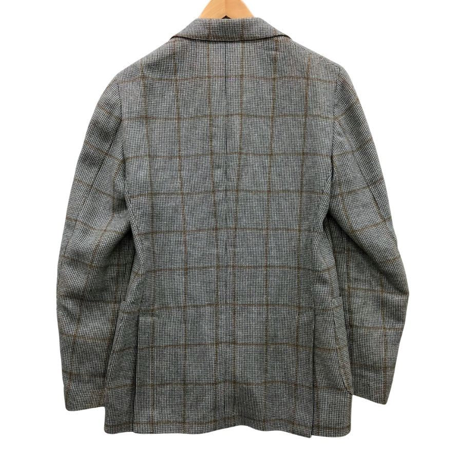 美品◆ラルディーニ テーラードジャケット ウール リネン シルク チェック柄 グレー系 サイズ42 7REG LARDINI 【AFB41】