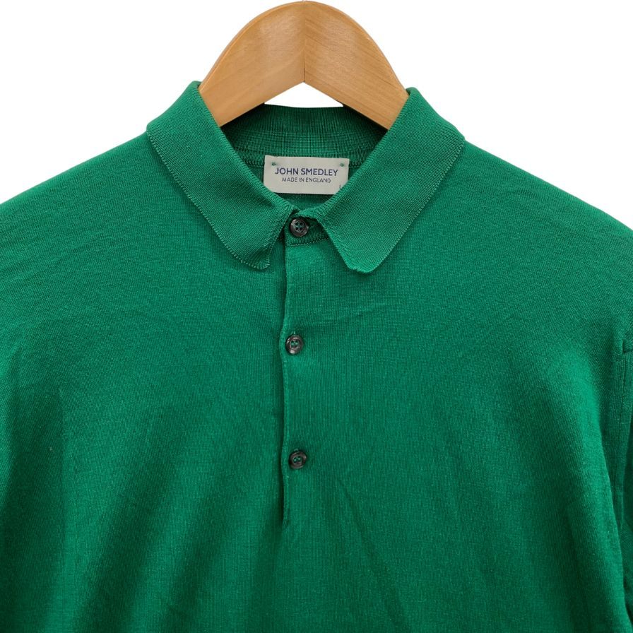 中古◆ジョンスメドレー 半袖ニットポロ スキッパー グリーン メンズ サイズL JOHN SMEDLEY 【AFB29】