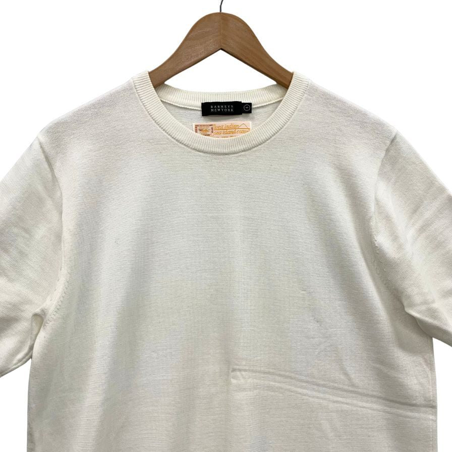 美品◆バーニーズニューヨーク ニットTシャツ シーアイランドコットン サイズS メンズ ホワイト BARNYS NEWYORK 【AFB51】