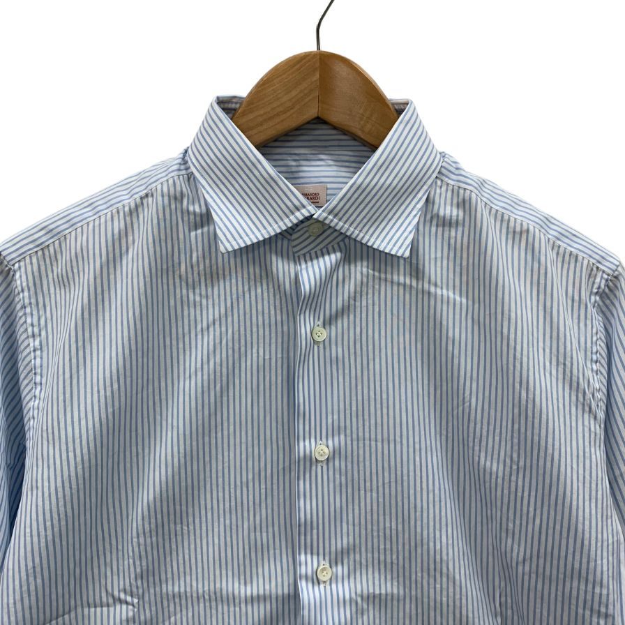 美品◆アレッサンドロゲラルディ シャツ ドレスシャツ ストライプ柄 コットン ブルー サイズ41 メンズ ALESSANDRO GHERARDI 【AFB40】