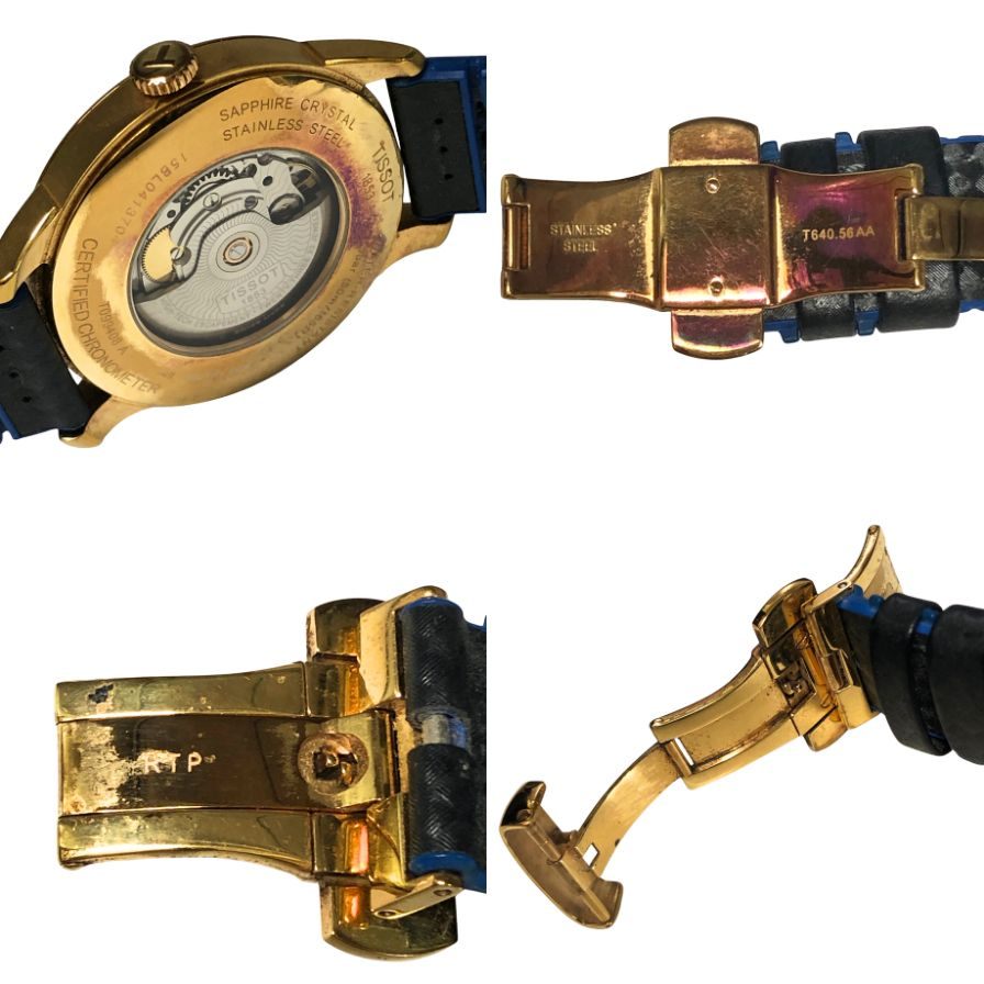 ティソ 腕時計 T099408A 1853 AUTOMATIC デイト 白盤面 枠ゴールド 裏スケルトン ラバーベルト メンズ TISSOT【AFI15】