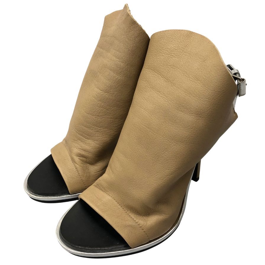 バレンシアガ ブーツサンダル ストラップ レザー ベージュ系 レディース サイズ37 BALENCIAGA 約23.5cm【AFC2】