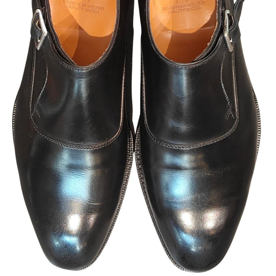 バーウィック レザーシューズ シングルモンク 5292 ブラック サイズ5.5 メンズ Berwick 約24.5cm【LA】【中古】