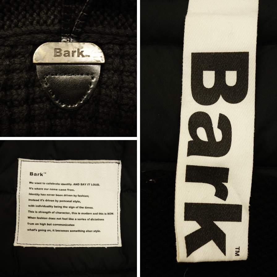 中古◆バーク ダッフルコート ニット ダウン切替 チェック レディース サイズS ブラック Bark【AFB48】