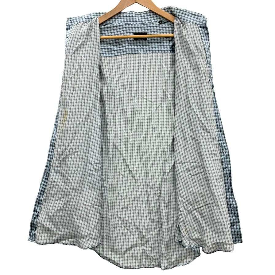 中古◆ジョルジオ アルマーニ 総柄 シルク100% シャツ メンズ サイズ44 ブルー系 GIORGIO ARMANI 【AFB33】