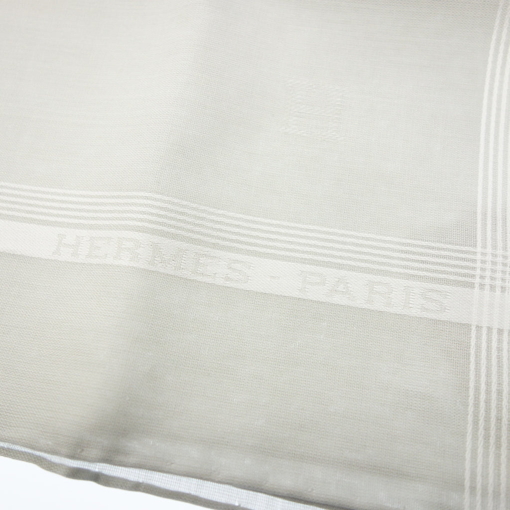未使用◆エルメス ハンカチ コットン100% グレー系 箱付き HERMES【AFI2】