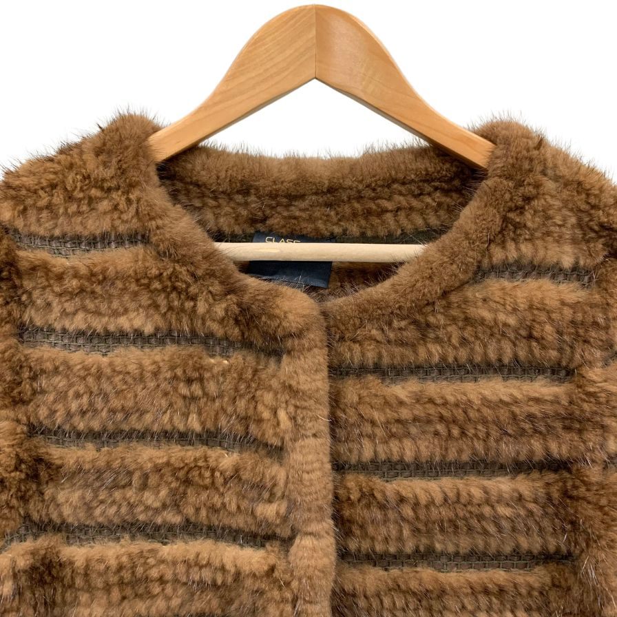 極美品◆クラス ロベルトカヴァリ レディース 素材不明ファー コート サイズM ブラウン CLASS roberto cavalli 【AFA11】