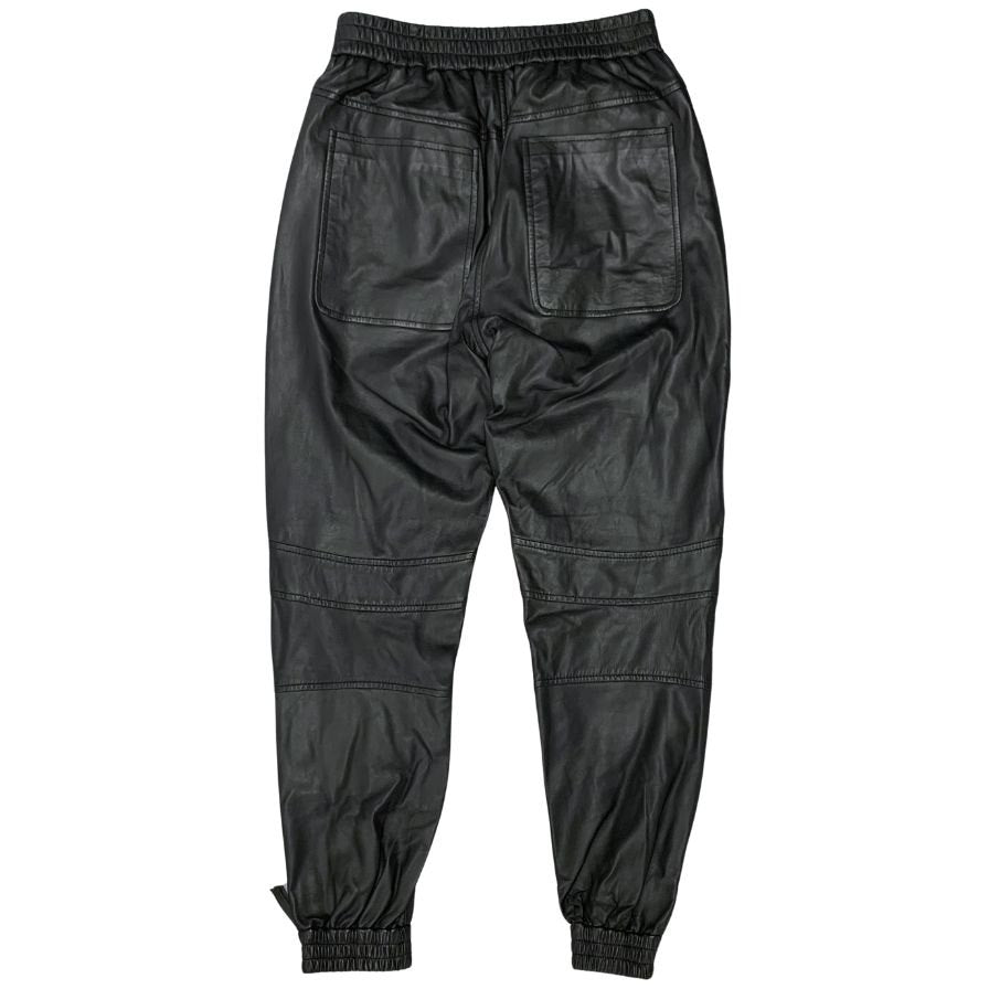 ムンテ レザー パンツ 裾ジップ レディース ラムレザー サイズ36 ブラック MUNTHE 【AFB10】