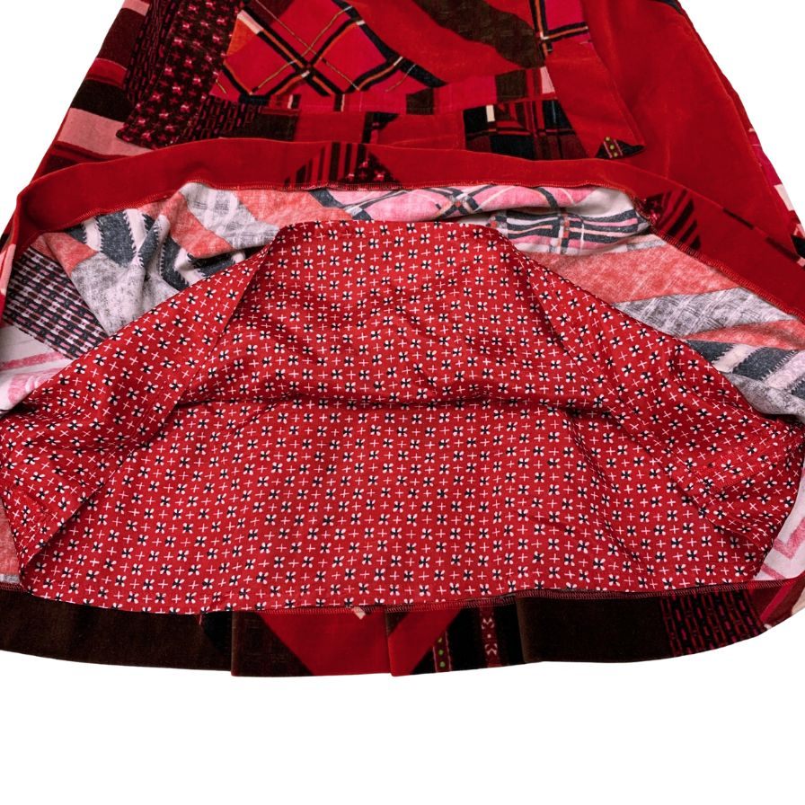 ケンゾー スカート 総柄 コットン ひざ丈 ペチコート レッド レディース サイズ38 KENZO【AFB49】