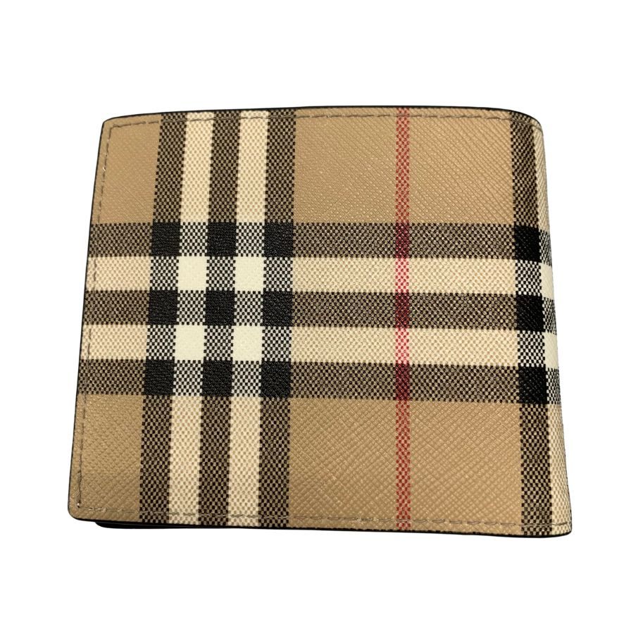新品同様◆バーバリー ノバチェック柄 二つ折り コンパクトウォレット サフィアーノ BURBERRY【AFI15】
