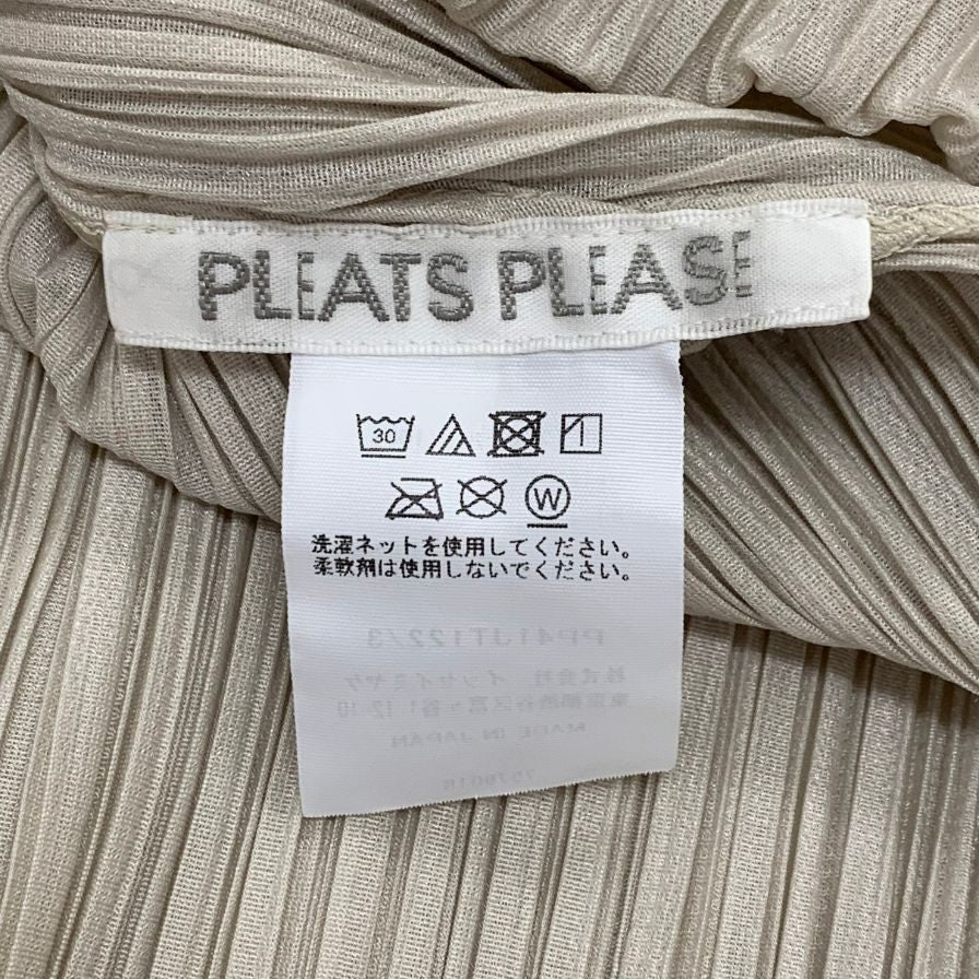 極美品◆プリーツプリーズ イッセイミヤケ ハイネック カットソー PP41JT122 レディースサイズ 3 グレー PLEATS PLEASE ISSEY MIYAKE 【AFB21】