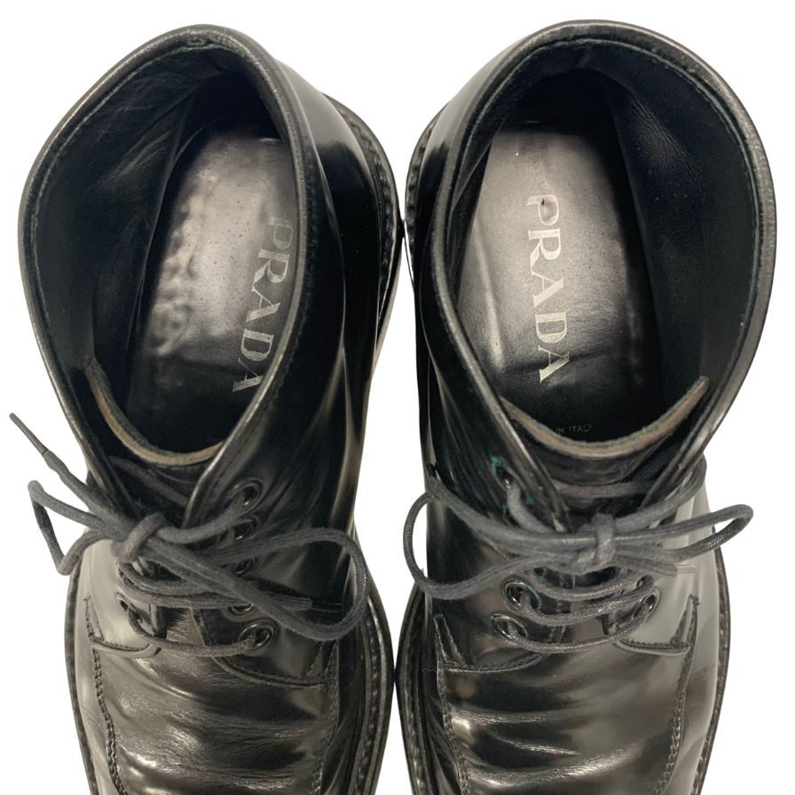 美品◆プラダ レザーシューズ Uチップ ブーツ 1484 ブラック メンズ サイズ5 PRADA【AFC40】