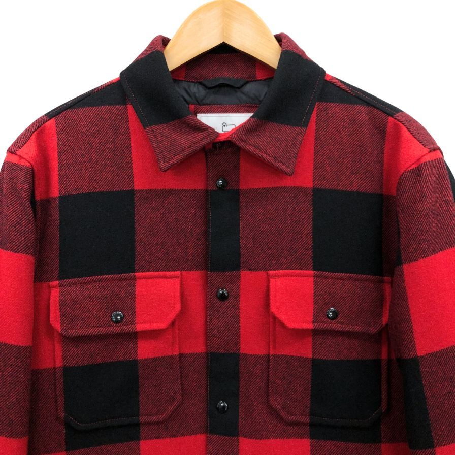 美品◆ウールリッチ ダウンシャツ ブロックチェック レッド サイズM メンズ WOOLRICH 【AFB52】