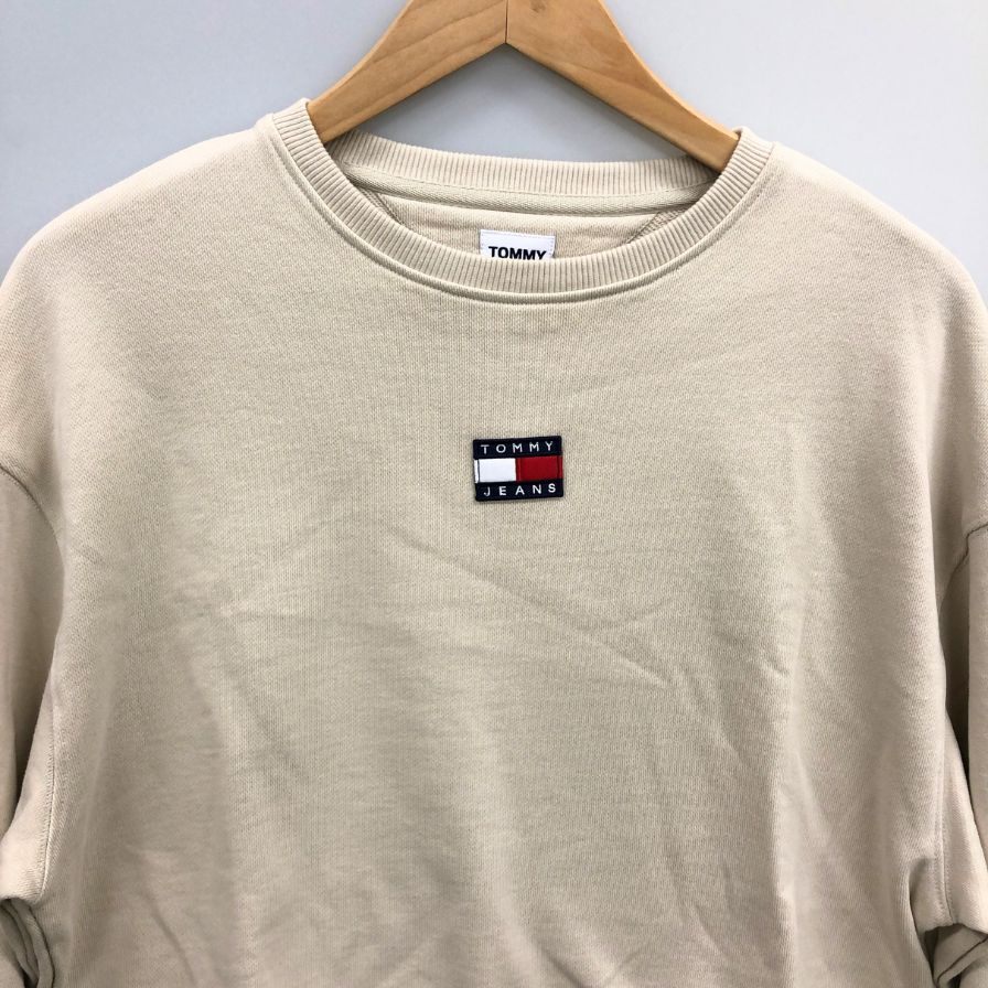 美品◆トミージーンズ スウェット クロップド丈 サイドレース アイボリー レディース サイズS TOMMY JEANS 【AFB5】