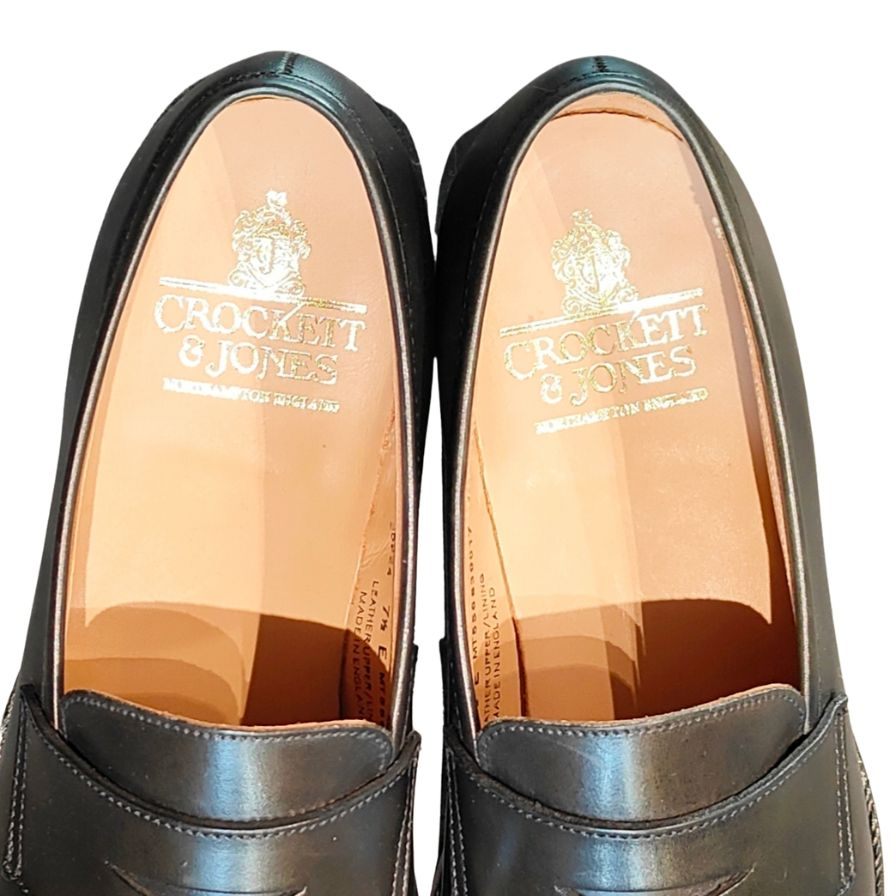 クロケット&ジョーンズ レザーシューズ ボストン2 ゴムソール 376ラスト サイズ7.5 ブラック ウォータプルーフカーフ Crockett&Jones Boston ビジネスシューズ 約26.5cm【LA】【中古】