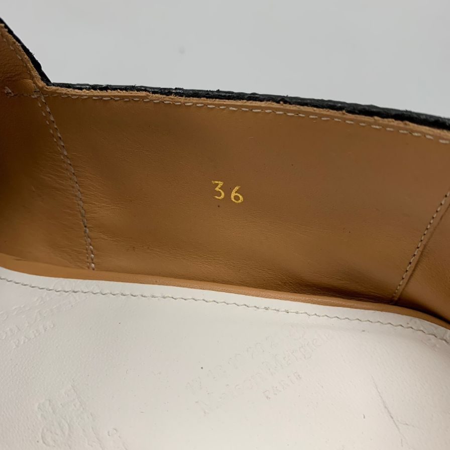 極美品◆メゾン マルジェラ22 20AW ローファー ポインテッドトゥ パイソン ブラック レディース サイズ36 (23cm相当) MAISON MARGIELA【AFD5】