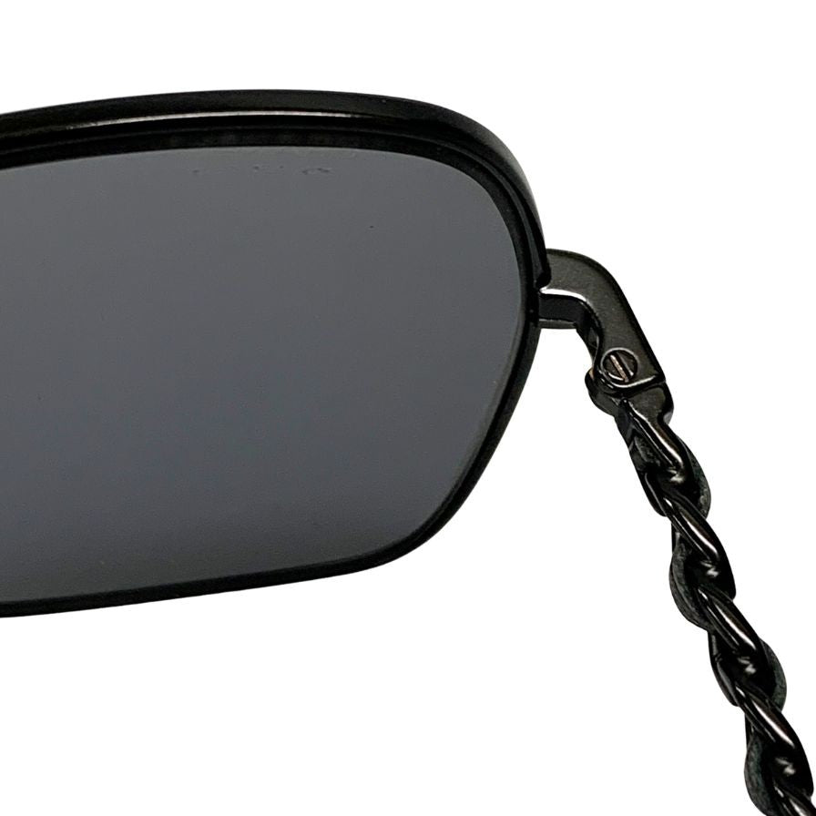 シャネル サングラス バタフライシェイプ グレーレンズ ブラック×シルバー 4274-Q 59□16 C101/T8 135 3P CHANEL【AFI13】