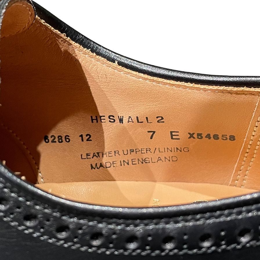 クロケット&ジョーンズ レザーシューズ ヘスウォール2 ウイングチップチップ カーフ ブラック メンズ サイズUK7E CROCKETT&JONES HESWALL2 ビジネスシューズ 約26.0cm【LA】【中古】