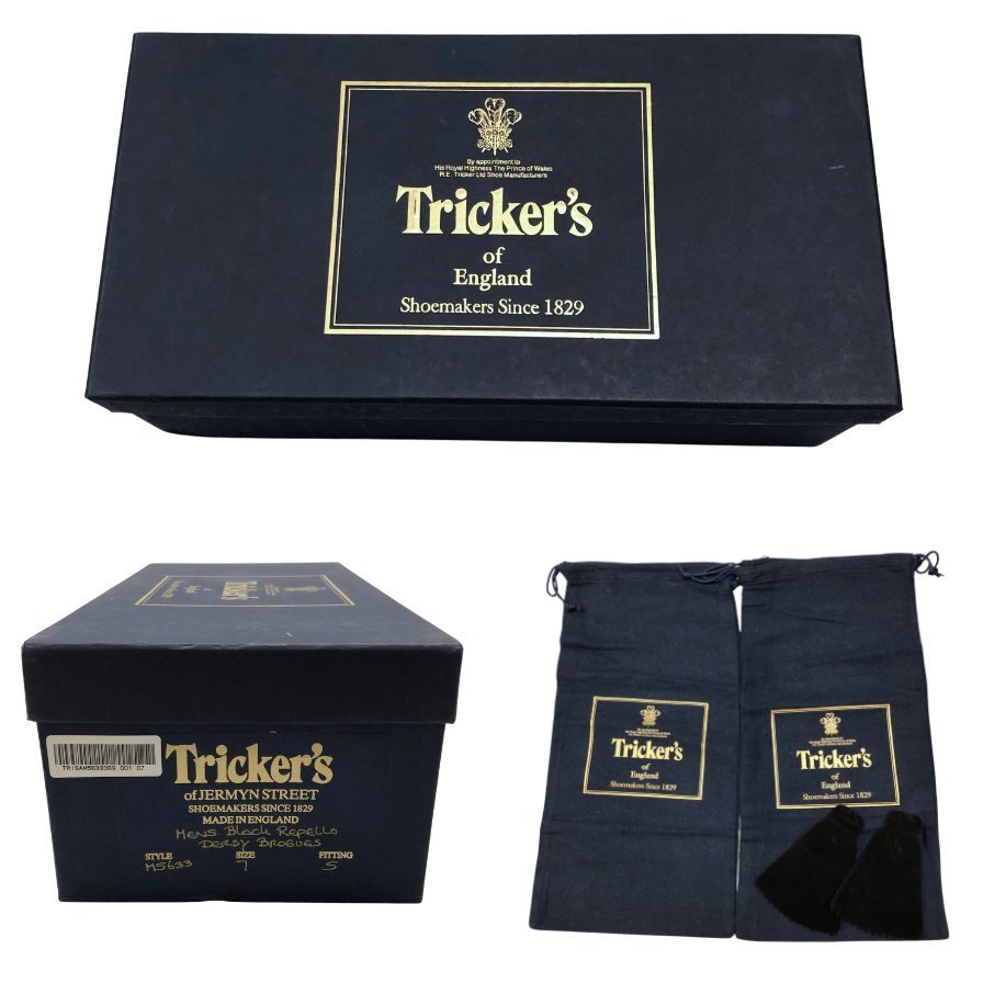 トリッカーズ レザーシューズ 5633 バートン スエード サイズUK7 ブラック Tricker`s ビジネスシューズ 約25.5cm【LA】【中古】