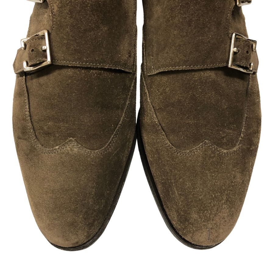 ジョンロブ エンバー ダブルモンク スエード 7000ラスト ブラウン メンズ サイズ6E John Lobb ビジネスシューズ 約24.5cm【LA】【中古】
