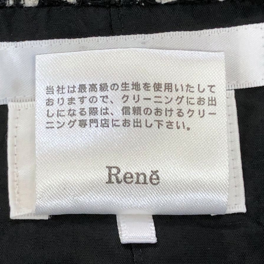 美品◆ルネ 半袖ワンピース TISSUE製ツイード レディース サイズ38 ブラック Rene 【AFB3】