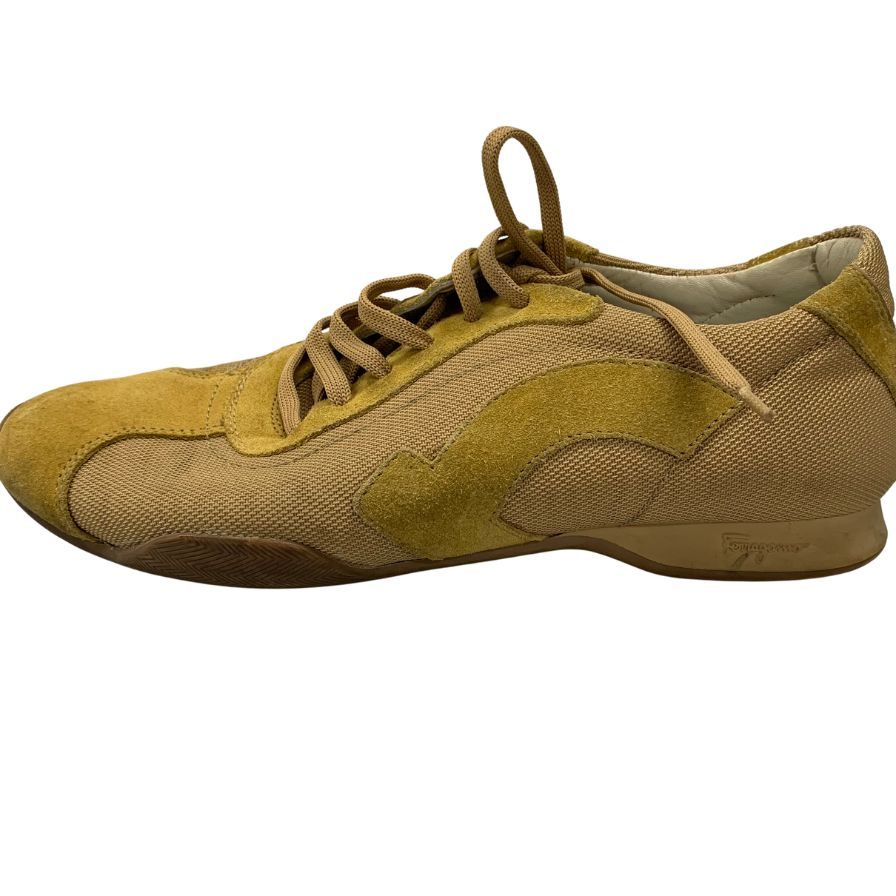 美品◆サルバトーレフェラガモ スニーカー スエード ベージュ サイズ8 メンズ Salvatore Ferragamo【AFC41】