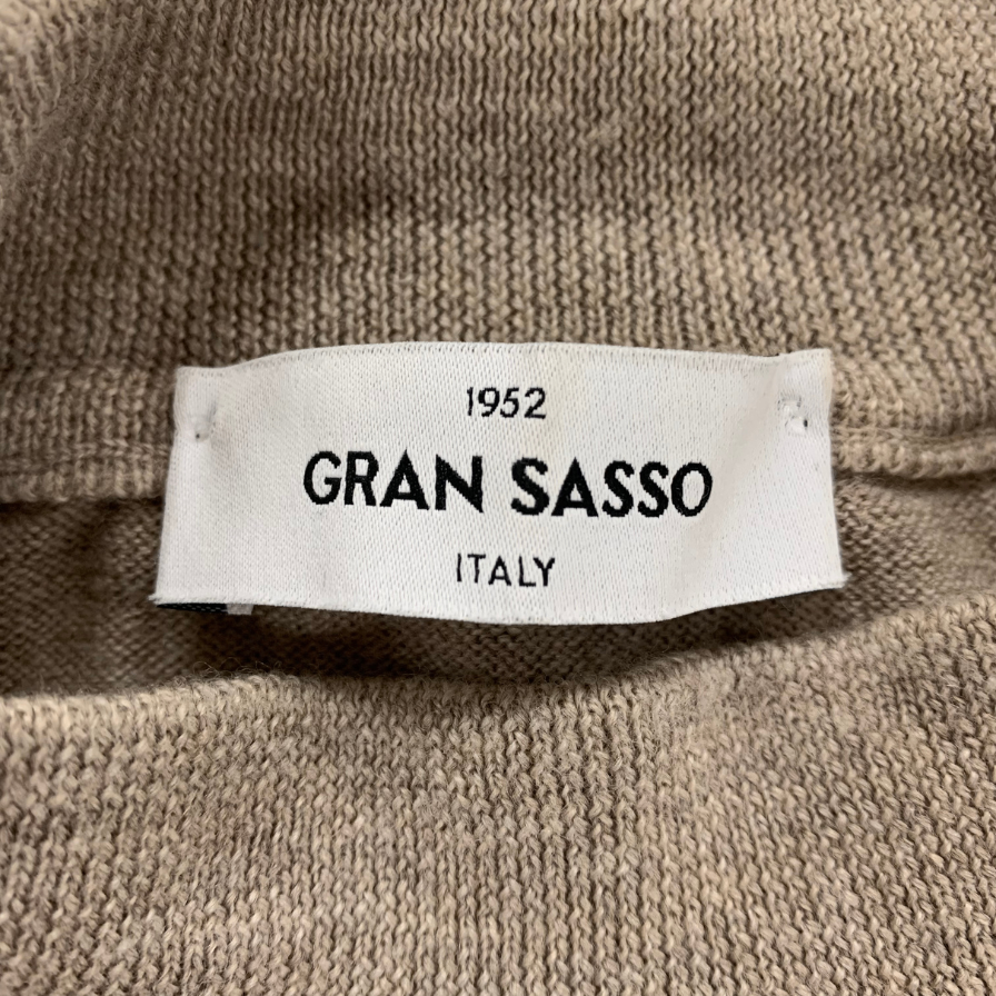 極美品◆グランサッソ モックネックニット ウール100% ベージュ メンズ GRAN SASSO 【AFB30】