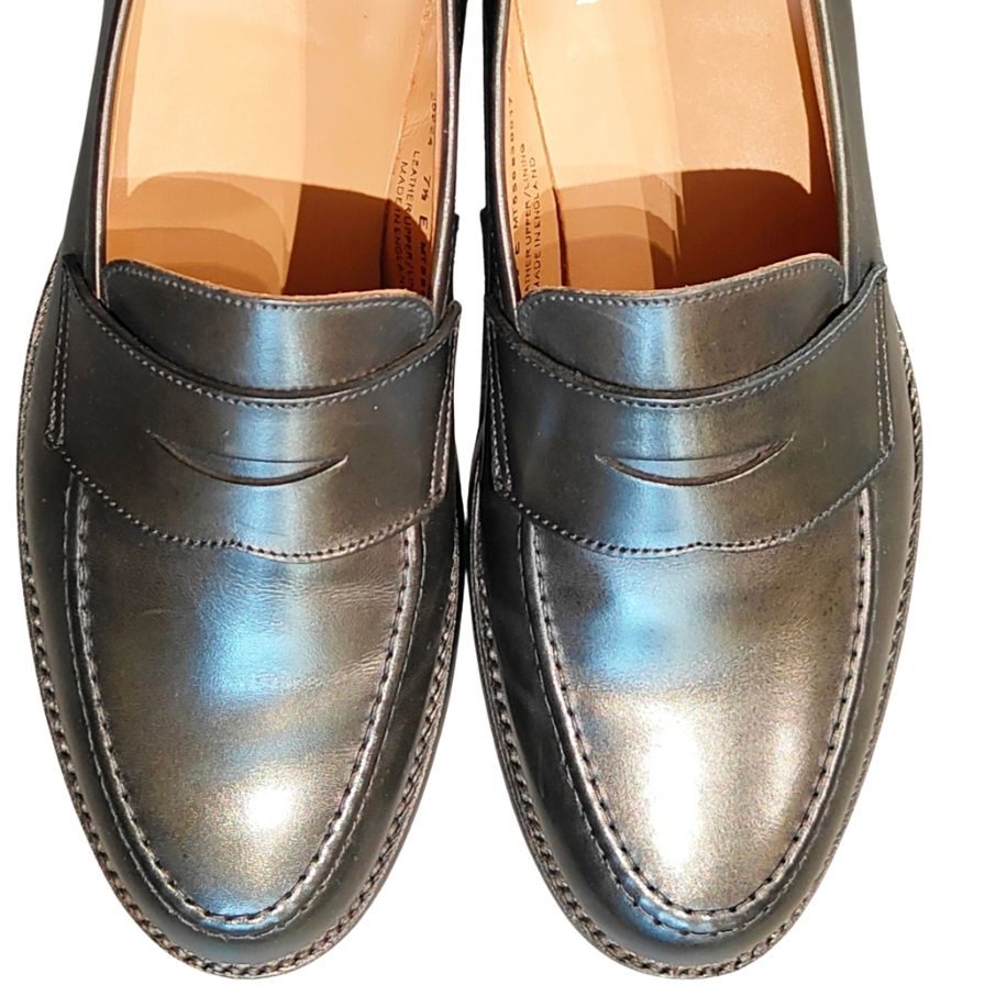 クロケット&ジョーンズ レザーシューズ ボストン2 ゴムソール 376ラスト サイズ7.5 ブラック ウォータプルーフカーフ Crockett&Jones Boston ビジネスシューズ 約26.5cm【LA】【中古】