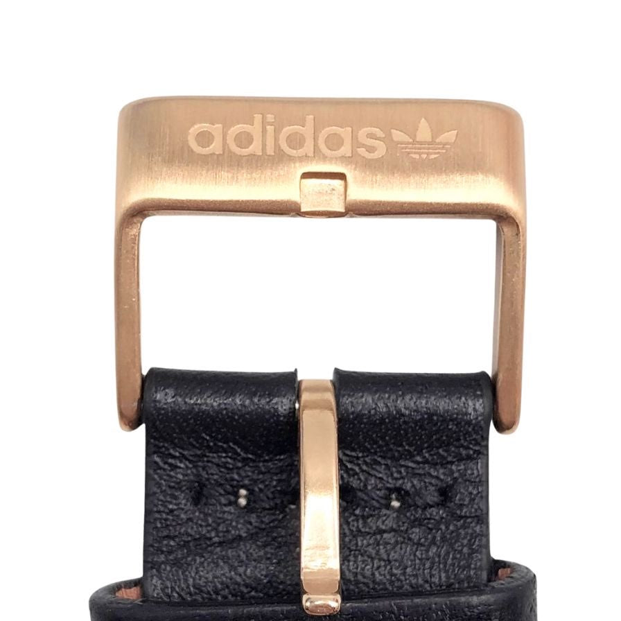アディダス 腕時計 クォーツ式 アナログ 3針 レザーベルト AOFH22504 ブラック ゴールド EDITION THREE adidas【AFI11】