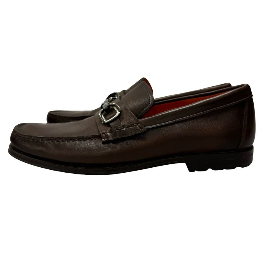サントーニ レザーシューズ ビット ローファー メンズ サイズ6.5 ブラウン Santoni 約25.0cm【AFC3】