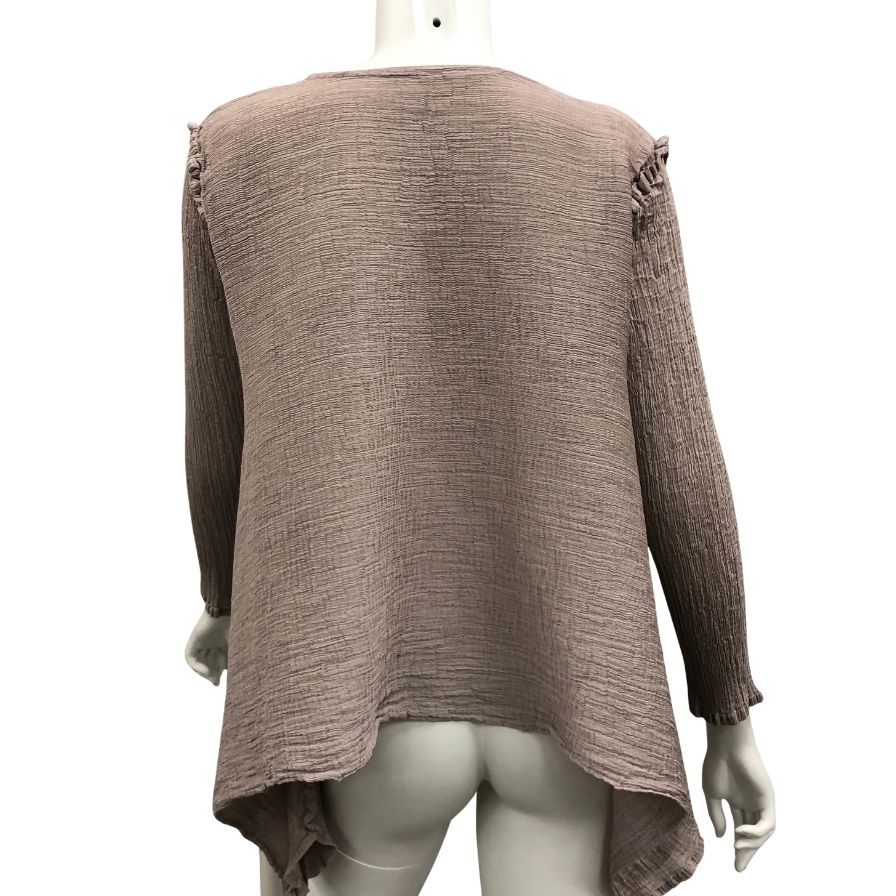極美品◆ミー イッセイミヤケ カーディガン シワ加工 ブラウン サイズフリー レディース MI41FO442 me ISSEY MIYAKE 【AFB10】