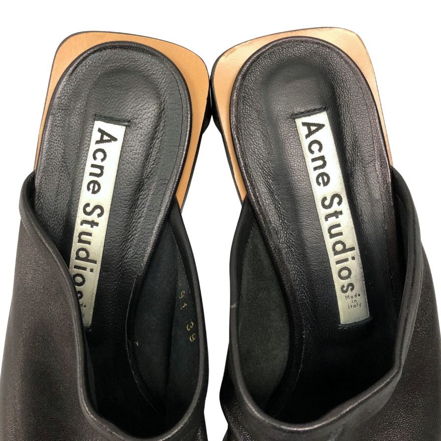アクネ ストゥディオズ ミュール オープントゥ チャンキーヒール レザー サイズ39 レディース Acne Studios 約25.5cm【AFC29】