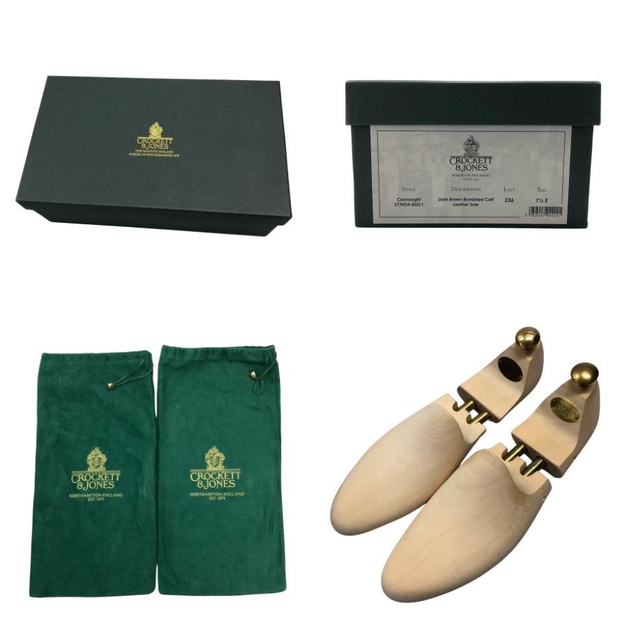 クロケット&ジョーンズ レザーシューズ 内羽根 ストレートチップ コノート 236ラスト メンズ ブラウン サイズ7.5E CROCKETT&JONES CONNAUGHT ビジネスシューズ 約26.0cm【LA】【中古】