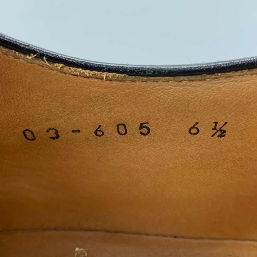 三陽山長 レザシューズ パンチド メダリオン ブラック メンズ サイズ6.5 右足のみ 約25.5cm【AFC44-2】