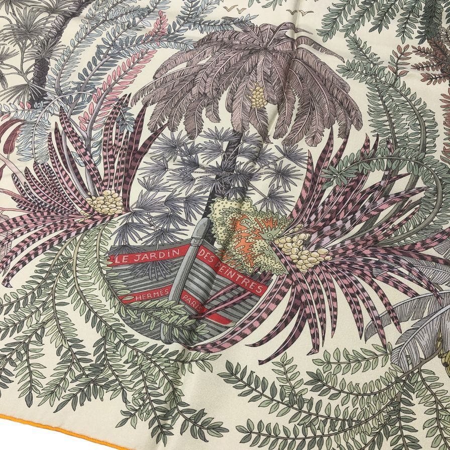 エルメス スカーフ カレ90 ダブルフェイス LE JARDIN DES PEINTRES 画家たちの庭 シルク バイカラー レディース HERMES【AFI20】