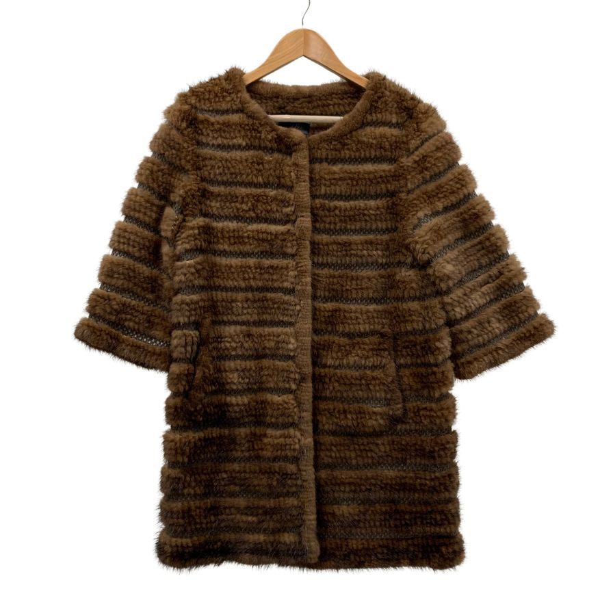 極美品◆クラス ロベルトカヴァリ レディース 素材不明ファー コート サイズM ブラウン CLASS roberto cavalli 【AFA11】