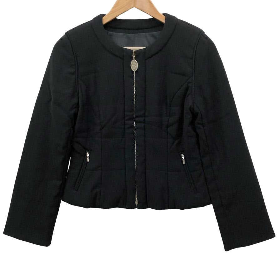 極美品◆フォクシーニューヨーク ノーカラージャケット ジップアップ ブラック レディース サイズ40 29379 FOXEY NEW YORK 【AFB16】