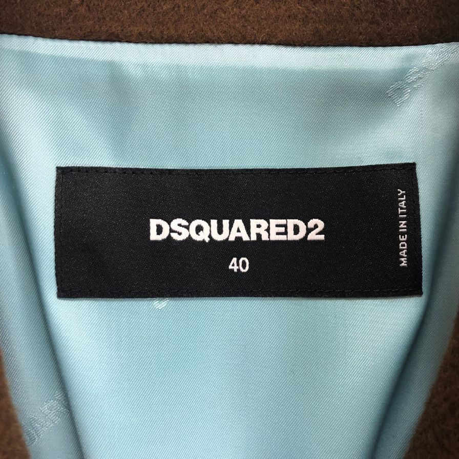 美品◆ディースクエアード チェスターコート ウール アンゴラ ポリエステル サイズ40 レディース ブラウン DSQUARED2 【AFA9】