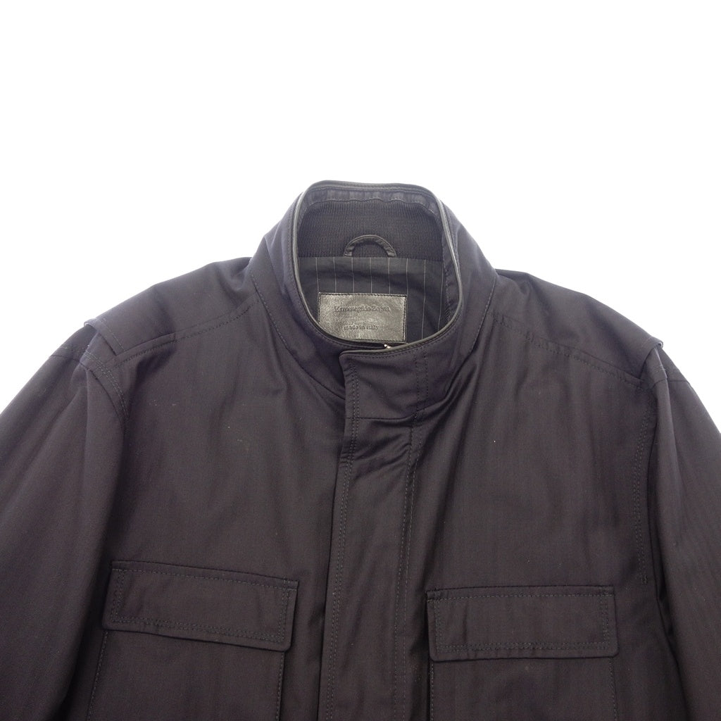中古◆エルメネジルド ゼニア エレメンツ ハーフコート メンズ サイズ54 ネイビー&ブラック Ermenegildo Zegna ELEMENTS【AFB28】