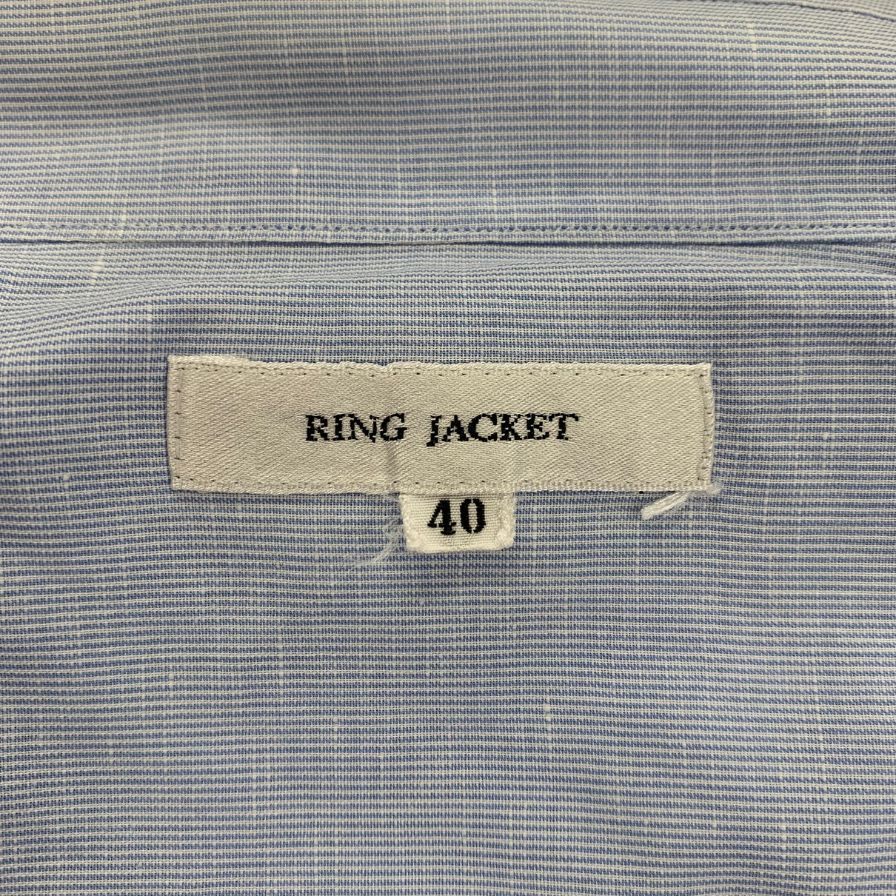 美品◆リングヂャケット シャツ ドレスシャツ コットン リネン ブルー サイズ40 メンズ RING JACKET 【AFB21】