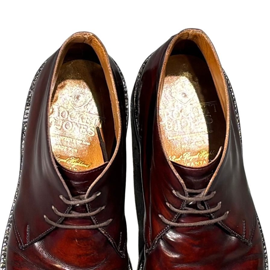 クロケット&ジョーンズ DORSET チャッカブーツ ガラスレザー バーガンディ サイズUK6.5E CROCKETT&JONES ビジネスシューズ 約25.5cm【LA】【中古】
