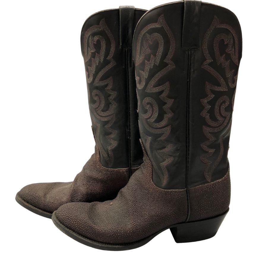 ルケーシー ウエスタンブーツ スティングレー レザーコンビ メンズ サイズ9D ブラウン系 Lucchese 約27.5cm【AFC47】